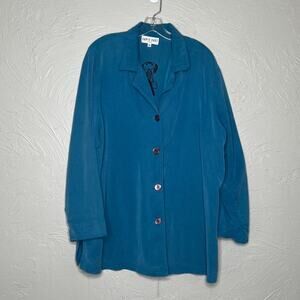 David Dart Button Up Blouse - Blue - Size 2X - Women's